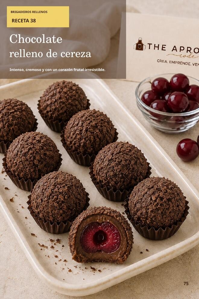 Brigadeiro de chocolate relleno de cereza